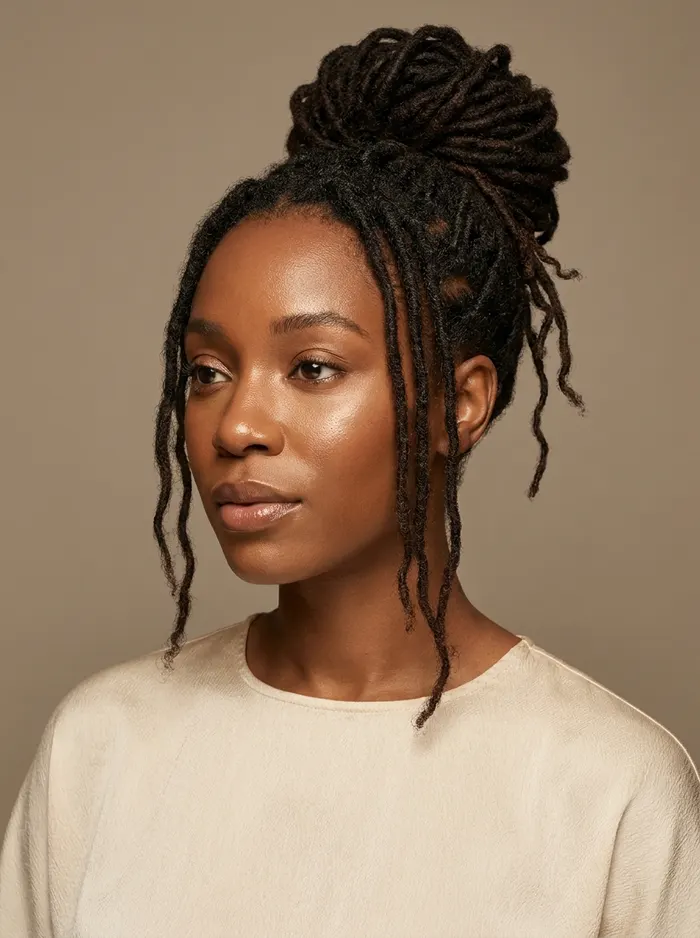 Loc bun updo